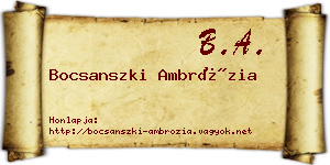 Bocsanszki Ambrózia névjegykártya